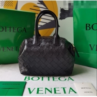 Super Quality Bottega Veneta Mini Bauletto Top Handle Bag in Intreccio Leather 764535 Black 2023