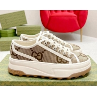 Top Design Gucci Jumbo GG Canvas Low-top Platform Sneakers 5cm Beige 719020