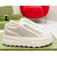 Buy Discount Gucci GG Canvas Low-top Platform Sneakers 5cm Light Grey 719021