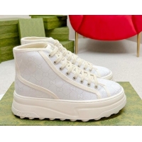 Shop Duplicate Gucci GG Canvas High-top Platform Sneakers 5cm White 719031