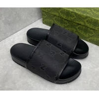 Good Looking Gucci Jumbo GG Canvas Slide Sandals Black 724107