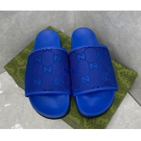 Durable Gucci Jumbo GG Canvas Slide Sandals Blue 724110