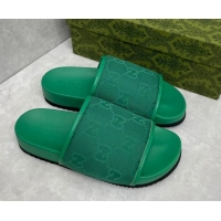 Top Design Gucci Jumbo GG Canvas Slide Sandals Green 724111