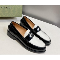 Grade Quality Gucci Interlocking G Leather Loafers Black/White 724115