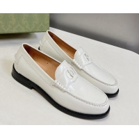 Good Product Gucci Interlocking G Leather Loafers White 724117