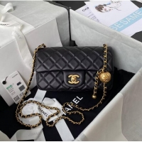 Good Product Chanel MINI Flap Bag Original Sheepskin Leather AS1787 Black & Gold Ball