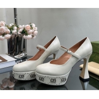 Hot Style Gucci Platform Pump with GG Studs 740602 White