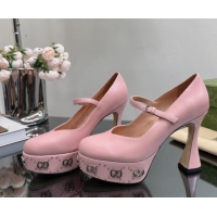 Popular Style Gucci Platform Pump with GG Studs 740602 Pink