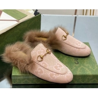 Durable Gucci Jumbo GG Canvas and Wool Princetown Slippers Nude 821005