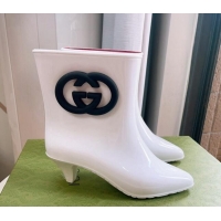 Trendy Design Gucci Rubber Interlocking G Heel Ankle Boots 5cm White 821016