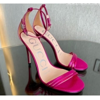 Purchase Gucci Heeled Metallic Leather Sandals 10cm Dark Pink 901054