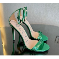 Pretty Style Gucci Heeled Metallic Leather Sandals 10cm Green 901055