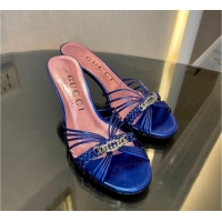 Cheap Price Gucci Heeled Metallic Leather Slide Sandals 6.5cm 901062 Blue