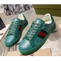 Best Price Gucci Ace GG Canvas Sneakers with Web Green 912004