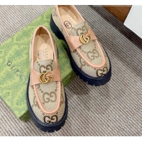 Affordable Price Gucci Jumbo GG Canvas Platform Loafers 3.5cm with GG Band Camel/Brown 916062