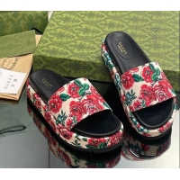 Comfortable Gucci Flora Printed Platform Slide Sandal 916074