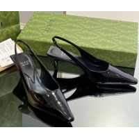 Promotion Gucci Leather Slingback Pumps 5.5cm 764192 Black 926107