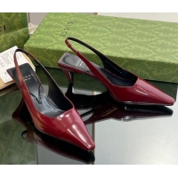 Inexpensive Gucci Leather Slingback Pumps 5.5cm 764192 Dark Red 926108