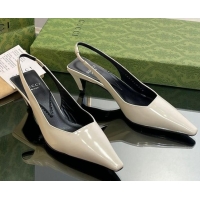 Best Price Gucci Leather Slingback Pumps 5.5cm 764192 White 926109