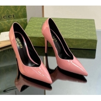 Stylish Gucci Patent Leather Pointed High heel Pumps 10.5cm with GG Light Pink 1012010