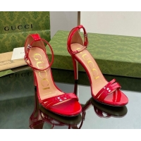 Cheaper Design Gucci Heeled Patent Leather Sandals 8.5cm Red 1012015