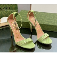 Most Popular Gucci Heeled Patent Leather Sandals 8.5cm Light Green 1012017