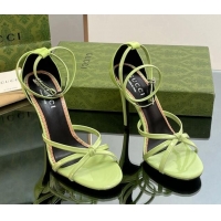 Best Grade Gucci Patent Leather Strappy Sandals 8.5cm Light Green 1012018