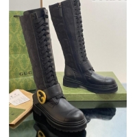 Buy Discount Gucci Blondie GG Fabric Medium Boots Black 1012022