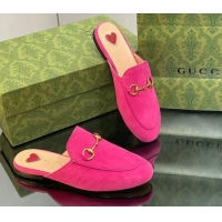 Lowest Price Gucci Princetown Suede Flat Slippers Dark Pink 1012046