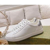 Durable Gucci Ace Leather Sneakers with Interlocking G White 012076