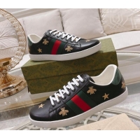 Lower Price Gucci Ace Leather Sneakers with Bees Black 012079