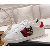 Big Discount Gucci Ace Leather Sneakers DOG White 012084