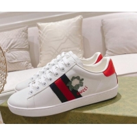 Top Design Gucci Ace Leather Sneakers BLOOM White 012085