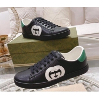 Purchase Gucci Ace Leather Sneakers Interlocking G Black/White 012087