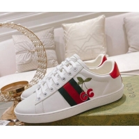 Popular Style Gucci Ace Leather Sneakers GG Berry White 012088