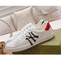 Buy Luxury Gucci Ace Leather Sneakers NY White 012100