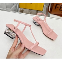 Unique Style Fendi Medium Heel Sandals 5.5cm in Calfskin Light Pink 711030