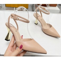 Best Price Fendi Calfskin Pumps 8.5cm with Ankle Strap Light Pink 0711034