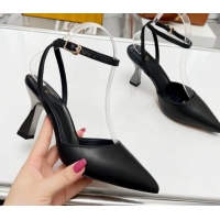 Good Looking Fendi Calfskin Pumps 8.5cm with Ankle Strap Black 711035