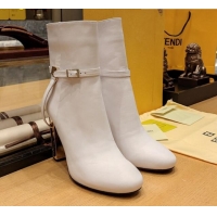 Charming Fendi Delfina Short Boots in White Calfskin 105mm Heel 381811