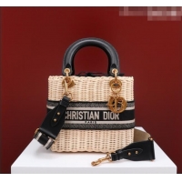 Promotional Dior Medium Lady Dior Bag in Weaving Wicker and Black Leather 9989 Black 2023