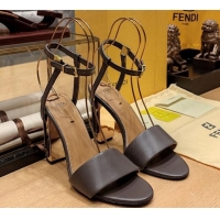 Popular Style Fendi Delfina High Heel Sandals 10cm in Smooth Calf Leather Brown 831060