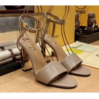 Big Discount Fendi Delfina High Heel Sandals 10cm in Smooth Calf Leather Beige 831061