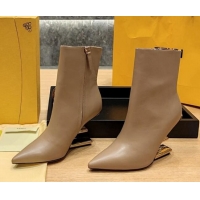 Top Quality Fendi First Heel Ankle Boots 9cm in Nappa Leather Beige 831064