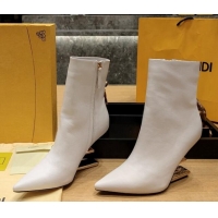 Top Sales Fendi First Heel Ankle Boots 9cm in Nappa Leather White 831066