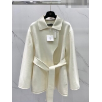 ​Pretty Style Hermes Cashmere Coat H91431 White 2023