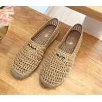 Unique Discount Prada Crochet Espadrilles Flat Beige 704072