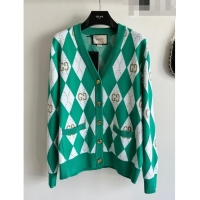 ​Luxury Discount Gucci Wool & Cashmere Cardigan G101924 Green 2023