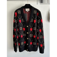 ​Top Quality Gucci Wool & Cashmere Cardigan G101925 Black/Red 2023