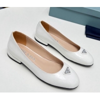 Best Grade Prada Patent Leather ballerinas Flat White 725063